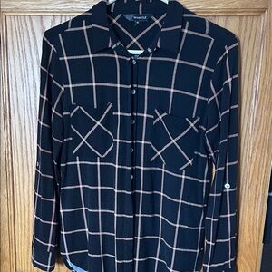 Whistle Black and Tan Women's Button Down Shirt